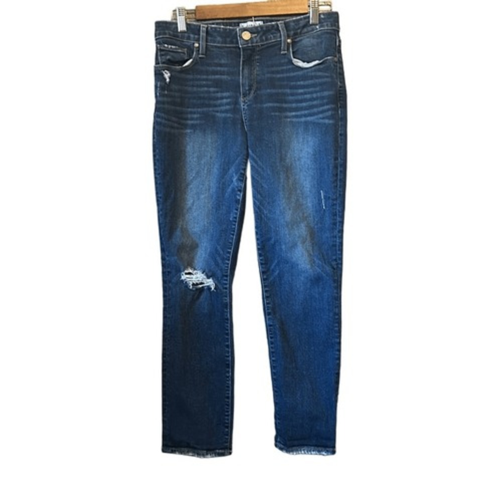 PAIGE Women's Blue Denim‎ Distressed Ripped Knee High Rise Skinny Jeans
